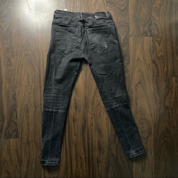 Black Zara Distressed Biker Jeans - Picture 2 of 3